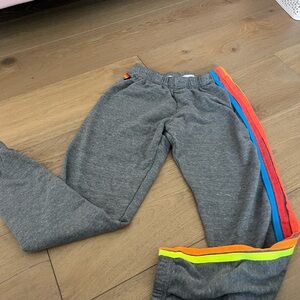 Aviator Nation Gray Sweatpants with Rainbow Stripes
